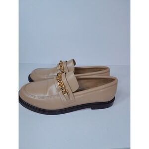Schutz Dannie Tan Leather Flat Chain Link Loafer Womens Sz 10 B